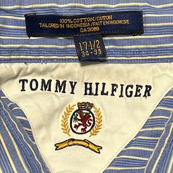 Tommy Hilfiger Men’s Striped Button Down Long Sleeve 17.5 (34-35) - Picture 7 of 9